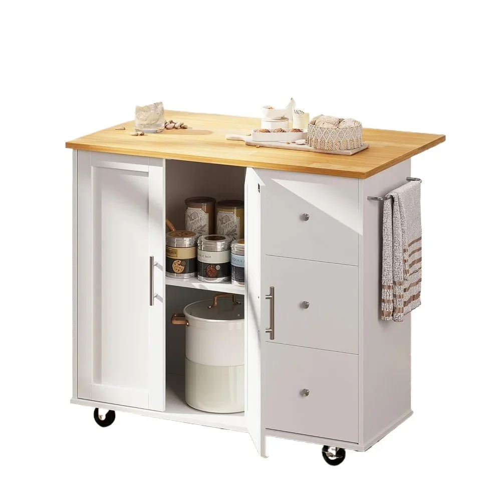 

kitchen islands table,Rolling Kitchen Island Cart with Folding Drop Leaf Breakfast Portable Trolley Island Large Storage Cabinet