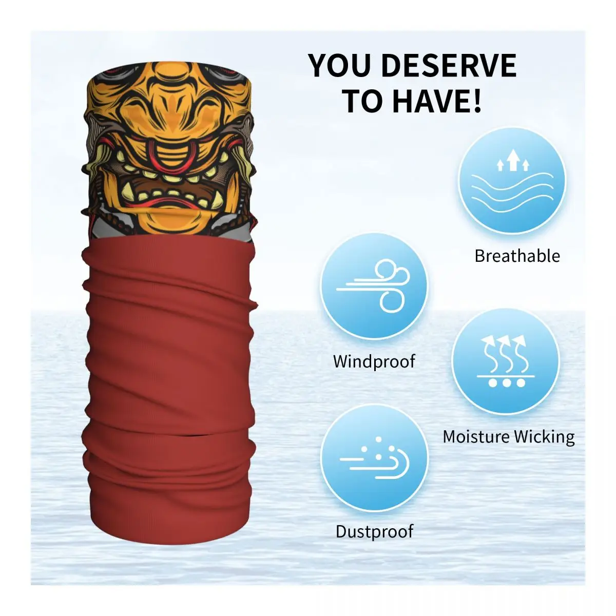 مخصص السيف الساموراي الجمجمة باندانا الرقبة الجراب يندبروف الوجه وشاح غطاء الرجال النساء اليابانية أوني هانا الوحش عقال أنبوب