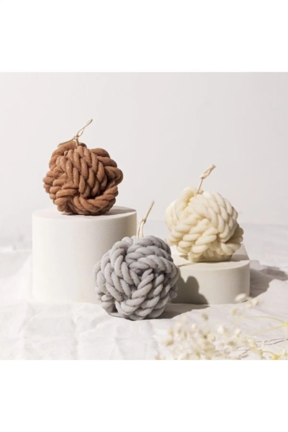 Knitted Pattern 3 Pieces Decorative Ball Candle Set, 3 Different Colors Home Decoration, Design, New Season, Gift, Free Shipping