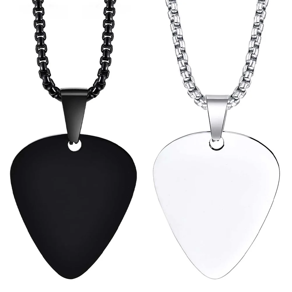 

2 Pcs Guitar Pick Picks Sweater Chain Fashion Accessory Necklace Bass Stainless Steel Decorative Metal Pendant Miss Cool