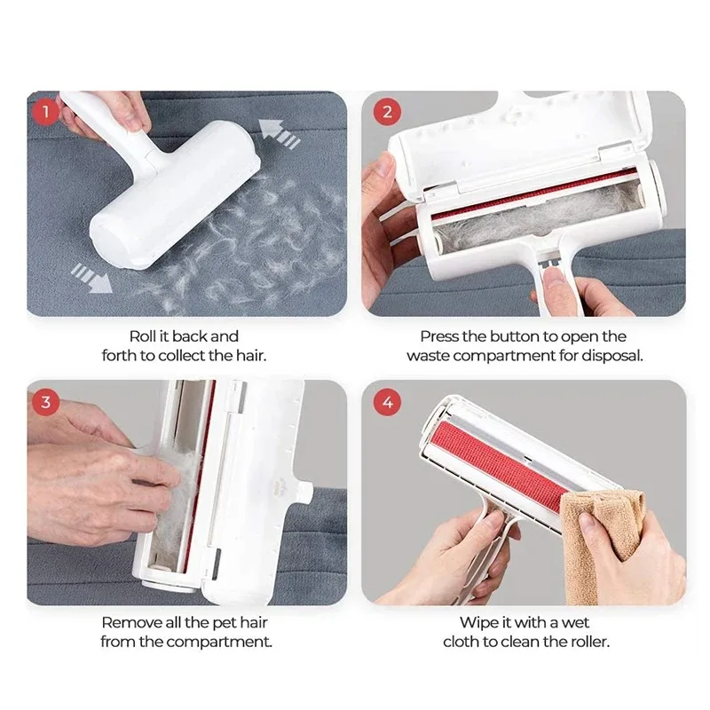 Pet Hair Remover Roller Pet Hair Remov Cleaning Removing Dog Cat Self Cleaning Lint Pet Hair Remover  One Hand Operate