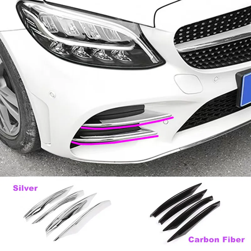 

4 Piece ABS Front Grille Air Intake Protective Cover Strips Trim For Mercedes Benz C Class W205 2019-2021 Exterior Accessories