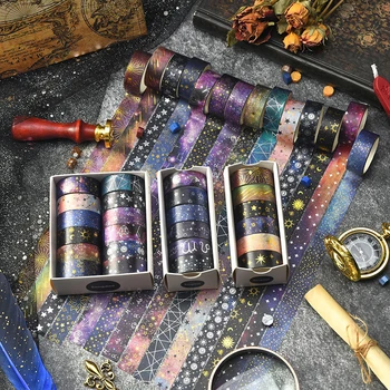 6 pezzi o 12 pezzi nastri Washi cielo stellato forniture per scrapbooking nastro adesivo decorativo in lamina Washitape diario decorazione nastro Washi