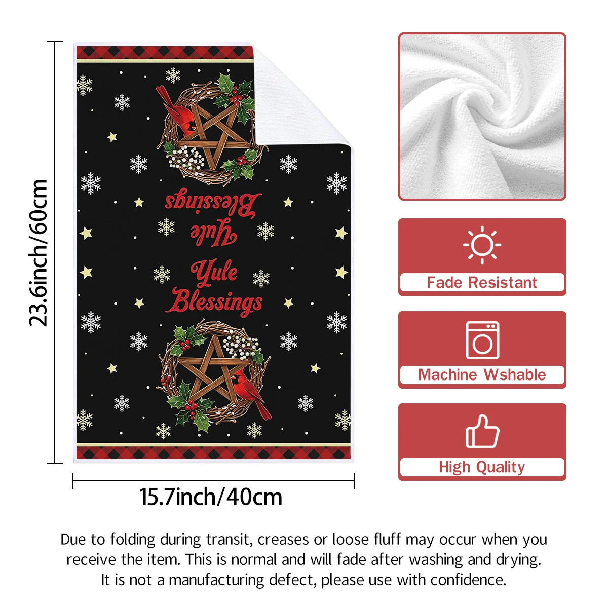 2/4/6Pcs Christmas Kitchen Towels, Vintage Cardinal Holly Snowflake Print, Absorbent Cleaning Dish Cloths, Holiday Kitchen Decor