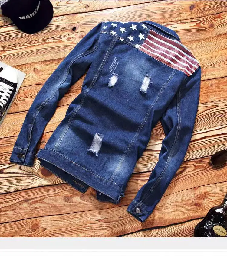 Men Denim Set Hip Hop New Spring Autumn Men\'s Denim Jacket Holes Single Breasted Coat Jeans Pants Suit