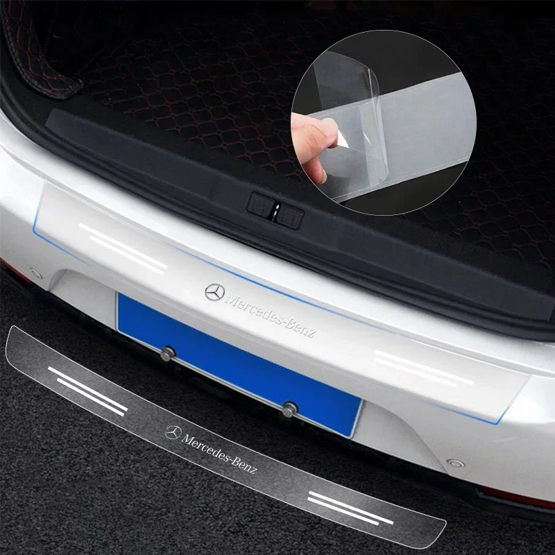 Protecteur de bord de chargement de coffre de pare-chocs arrière de voiture, 1 pièce, autocollant Transparent pour Mercedes Benz W211 W204 W210 W203 CLA GLA