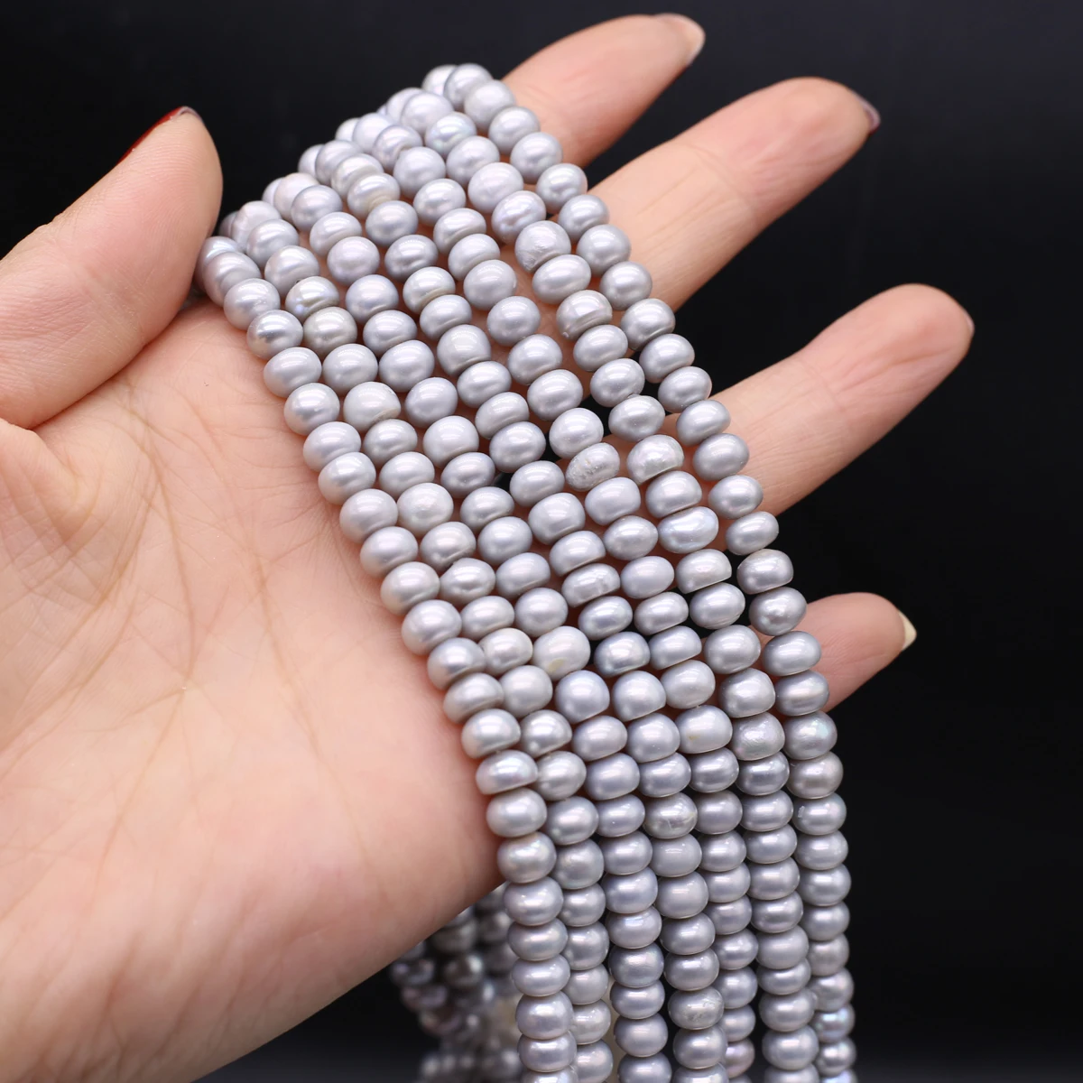 Natural Freshwater Pearls Semi-circular Shape Gray Beads 5-6mm Jewelry Making DIY Necklace Bracelet Earring Accessories 36cm