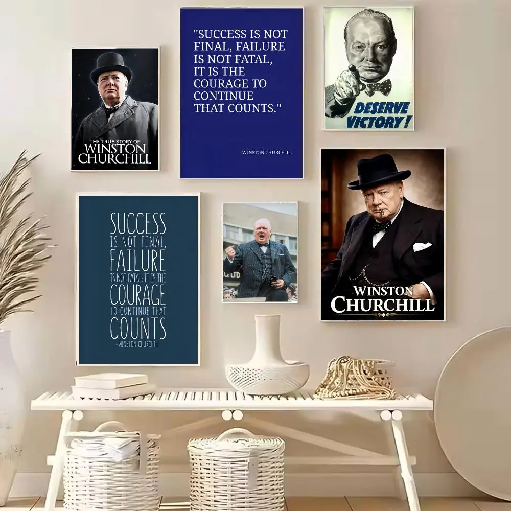 politician resilient W-Winston Churchill Painting Calligraphy Stylish Canvas Poster Wall Art for Home Decor Gift
