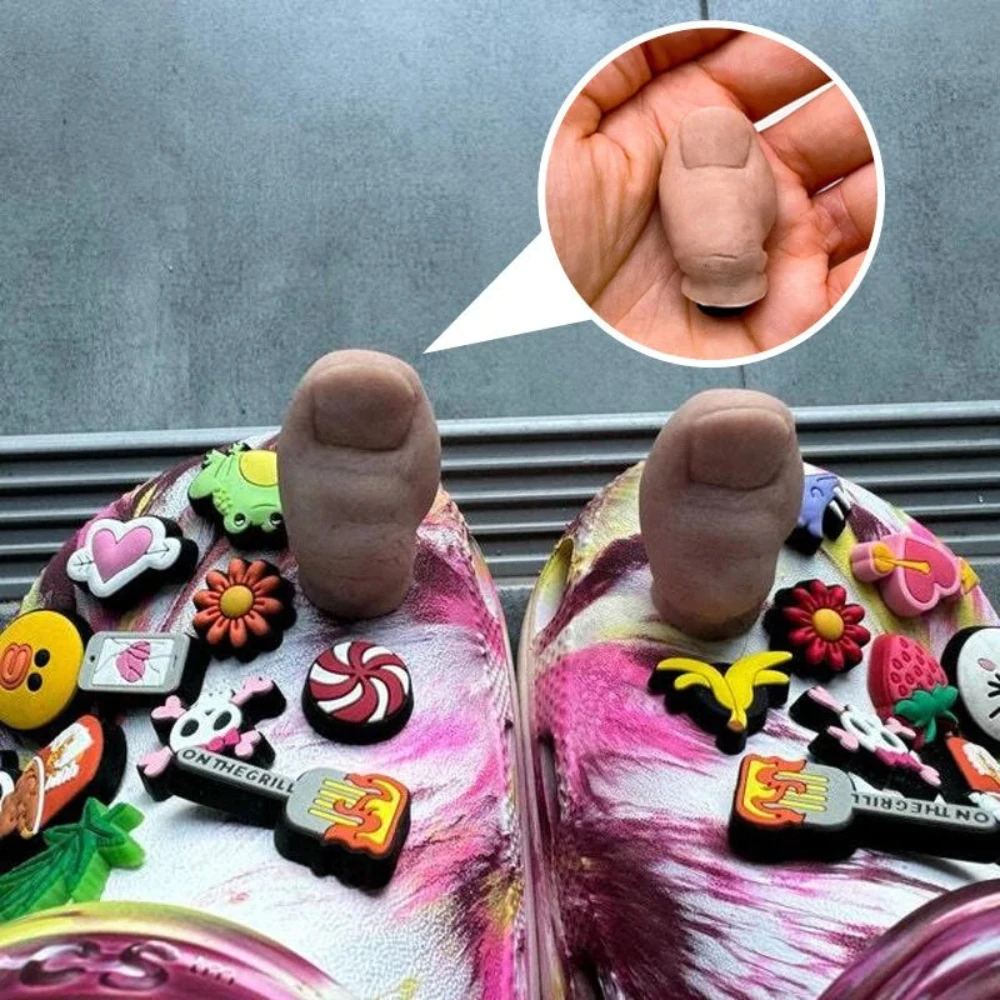 

1Pc Imitation Big Toe Slipper Decoration Thumbs Up Spoof Creative Hole Shoe Charms Kids Adult Sandals Funny Shoe Ornament