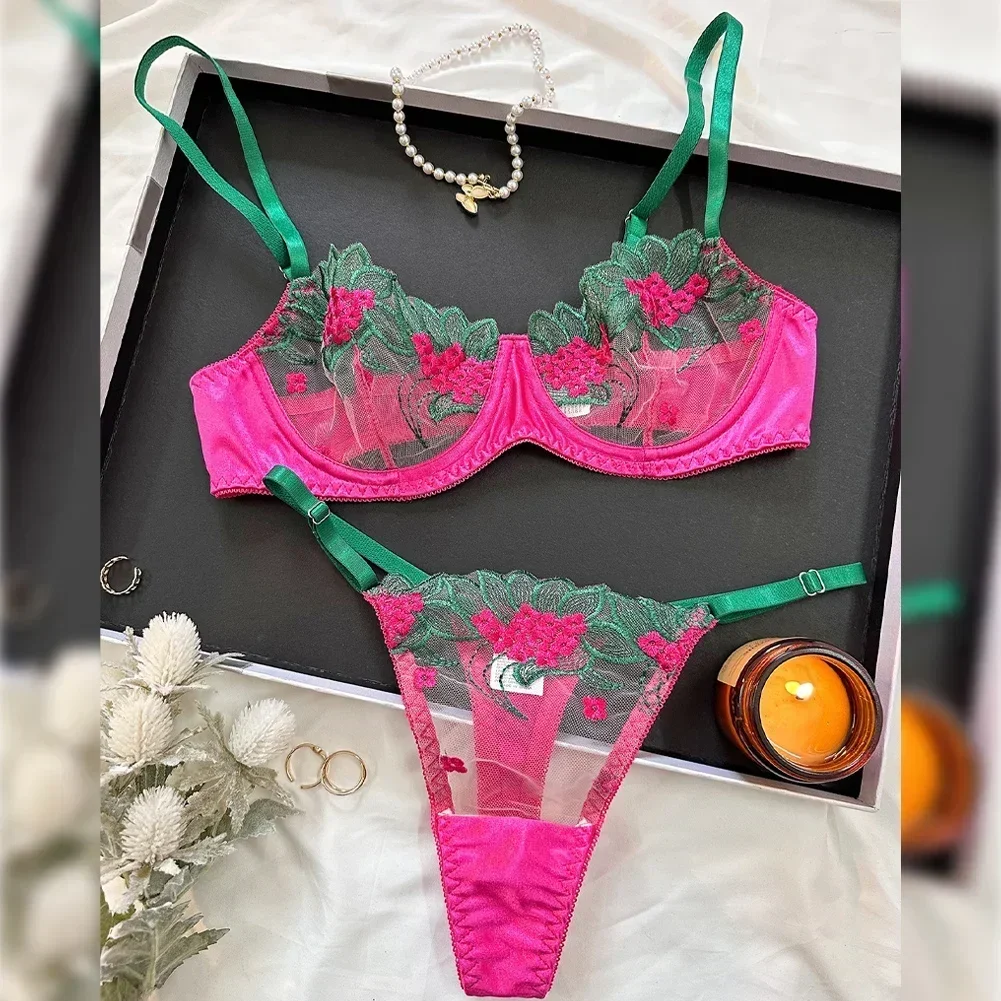 

Sexy Underwear Fancy Lace Erotic Set Women's 2-piece Set Transparent Women's Underwear Embroidered Erotic Beautiful Bra and Unde