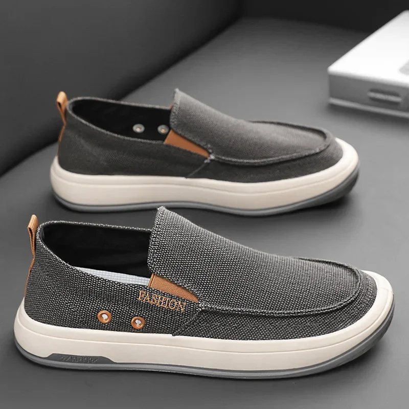 Men's canvas shoes 2024 new autumn breathable linen skateboard shoes Korean version flat bottom anti slip comfort casual shoes