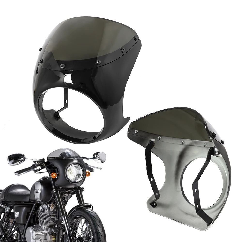 Universal motocicleta 7 polegada redonda farol carenagem da tela para cafe racer harley estilo retro guiador carenagem brisa capa
