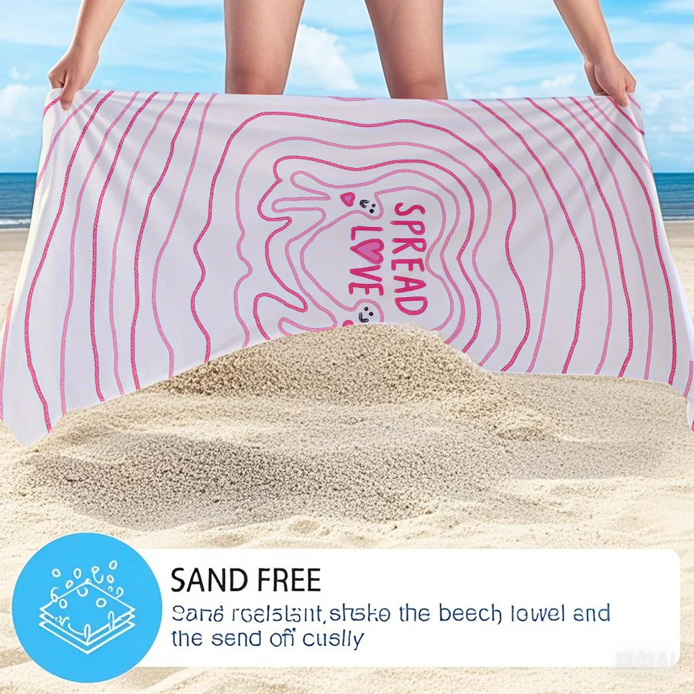 Spread Love Compact Travel Beach Towel Super Absorbent Sand Resistant, Microfiber for Swimming Camping Yoga