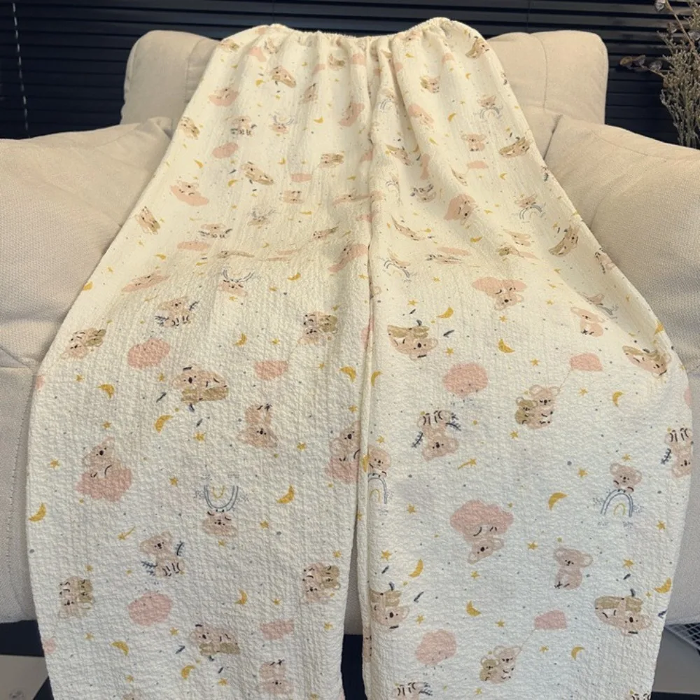 Comfortable High Waist Cartoon Pants Bear Rabbit Animal Girl's Trousers Loose-fit Casual Baggy Home Pajama Students