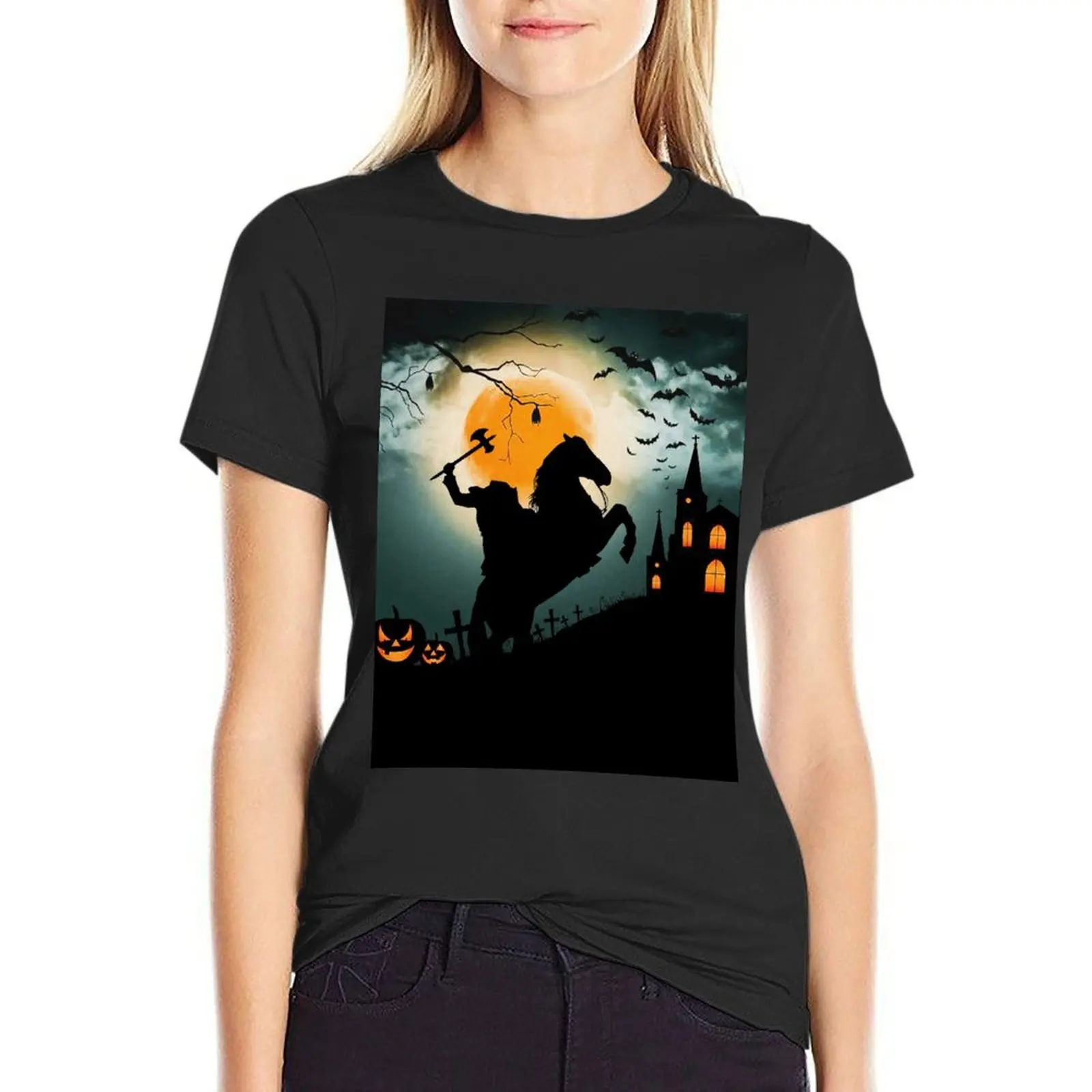 

Headless Horseman T-Shirt sports fans summer tops Short sleeve tee shirts graphic tees Woman clothing