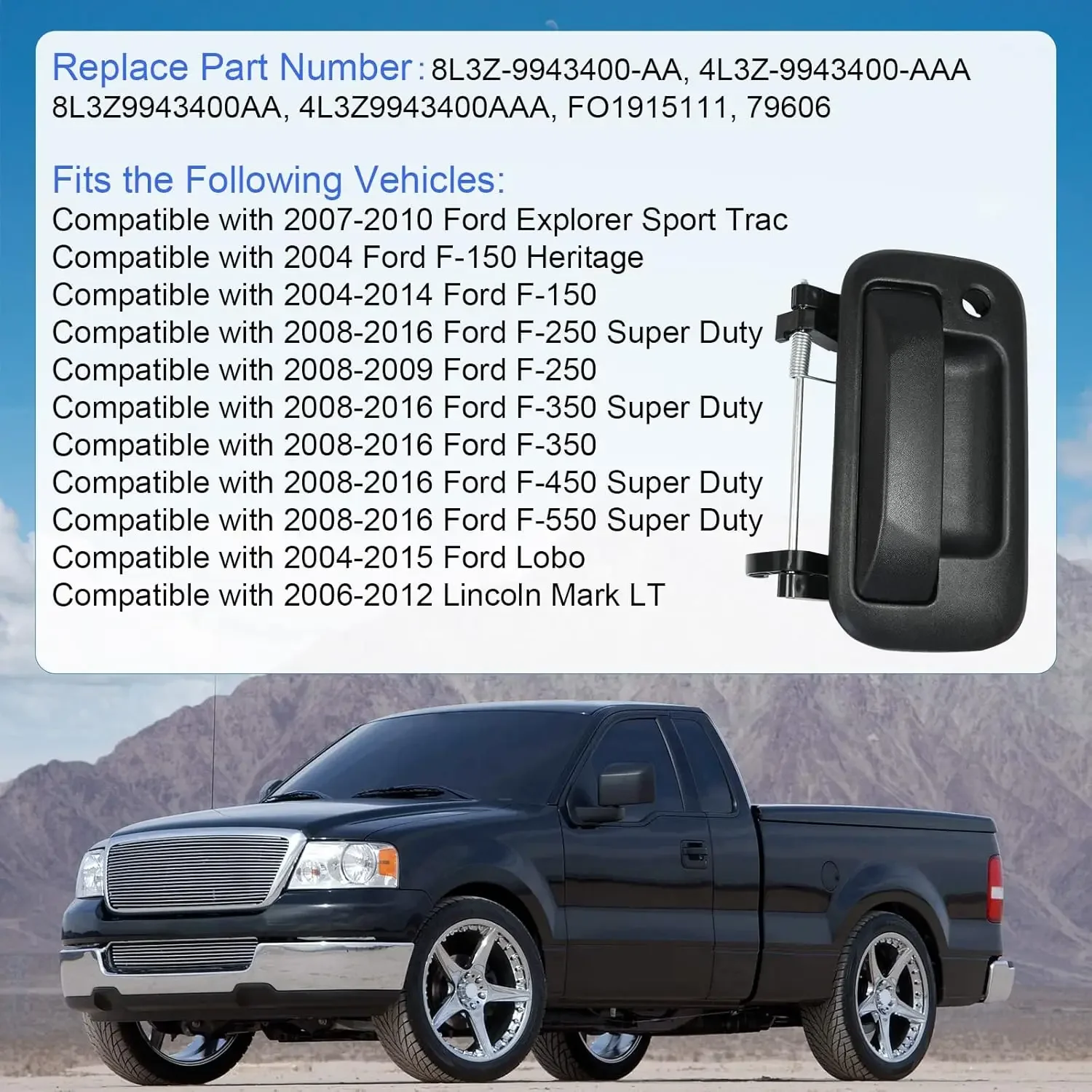 Maniya exterior para portón trasero con orificio para llave متوافق مع Ford F150 F250 F350 F450 F550 2004-2016