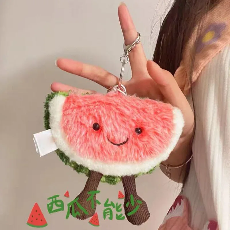 Cartoon JC Watermelon Jelly Plush Toys Bag Pendant Decoration Creative Stuffed Doll Soft Adorable Trendy Toys Birthday Gifts