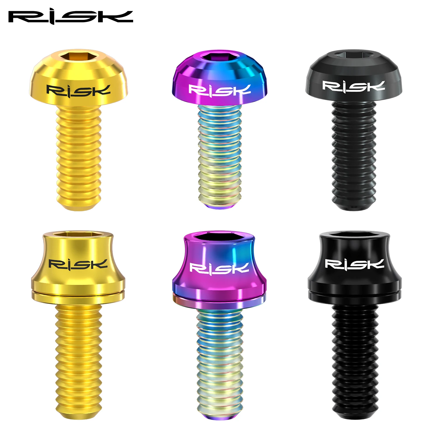 2pcs RISK Bike Water Bottle Cage Bolt Screw M5x12 mm Titanium Hex Torx Head for Road Mountain Bicycle Air Pump Holder Bracket