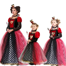 2024 Wonderland Girls Alice Princess Fancy Dress Cosplay Women Halloween Queen Of Hearts Family Purim Costume