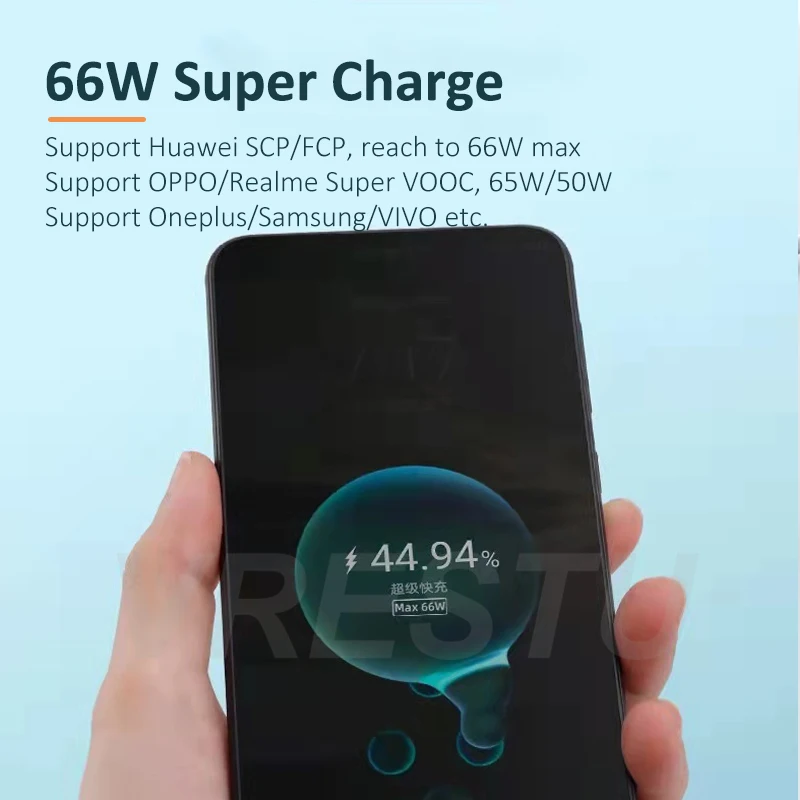 65W 6A Supervooc 2.0 Cable for Oppo Reno 6 5Pro 5G 4 3 Find X3 X2 X F19 A74 Realme Fast Charging Kabel USBC Carga Rapida 66W 50W