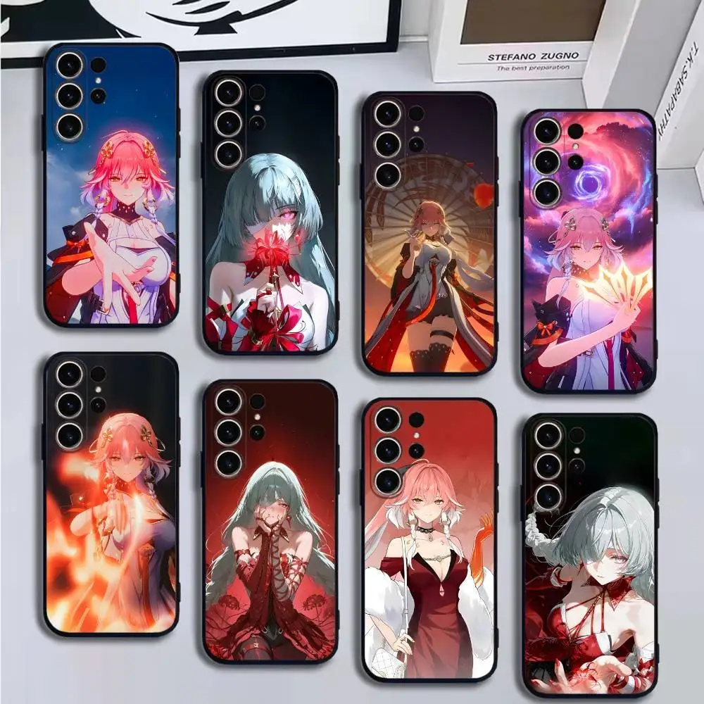 Capa de telefone Game Wuthering Waves Changli para SamsungS25,24,21,22,23,30,Ultra,20,Plus,Fe,Lite,Note,10,9, capa preta macia