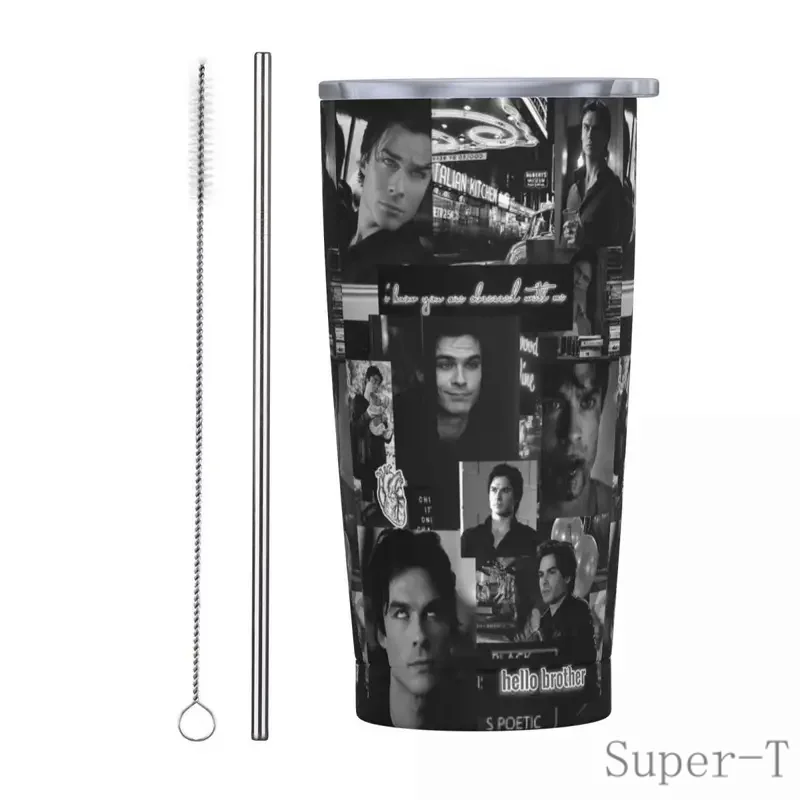 Salvatore The Vampire Diaries 20 Oz Tumbler Vacuum Insulated Thermal Cup with Lid and Straw Stainless Steel Double Wall Mugs