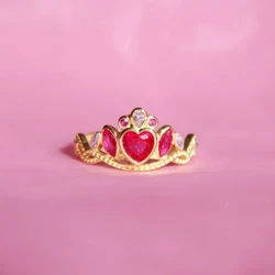 School Blair Crown Ring,Princess Charm, Jewelry For Woman Girl Wedding Party Accessories, Gold Plated, Adjustable Ring, Gift