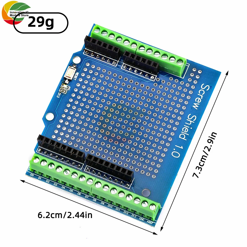 Proto Screw Shield for Arduino Open Source Reset Button D13 LED NEW For Breadboard 3.81 Terminal Double-sided PCB SMT Solder DIY