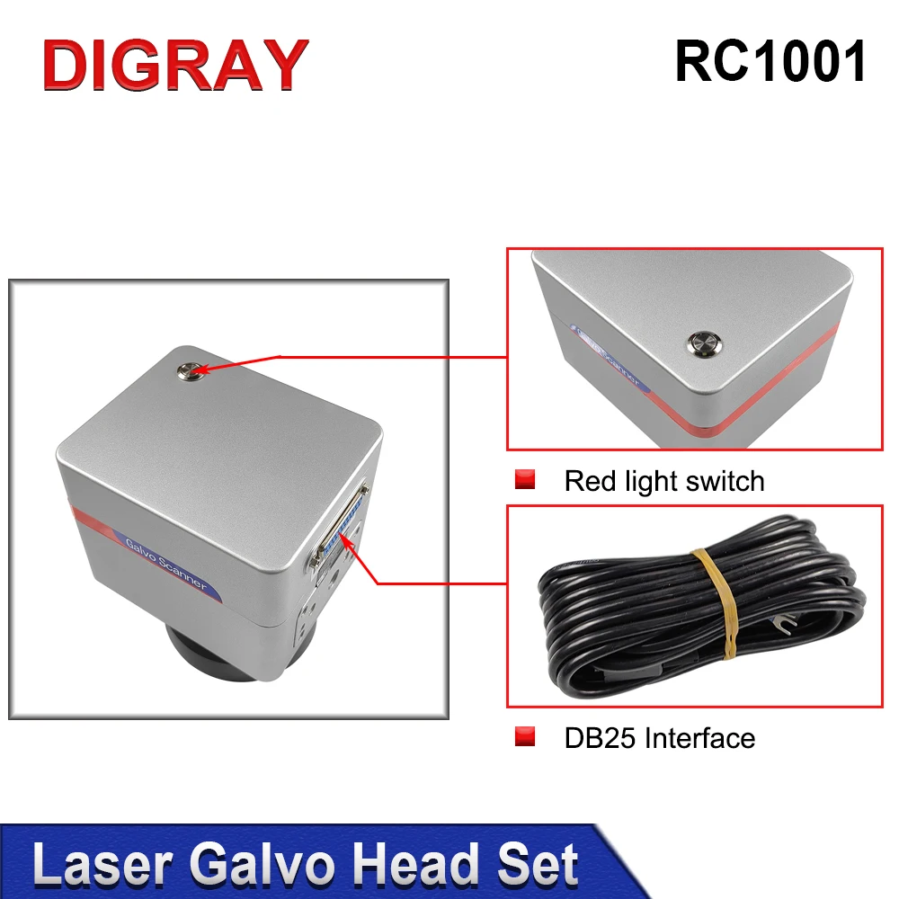 DIGRAY SINO-GALVO RC1001 CO2 & Fiber Laser Scan Galvo Head Set 10.6Um 1064nm Apeature 10mm Galvanometer Scanner with Power Suppl