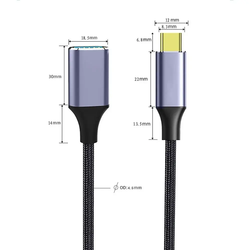 Type-C to USB 3.0 A Cable OTG Adapter Line High Speed Data Cord Male to Female Extension Wire For Laptop Keyboard Mouse Car