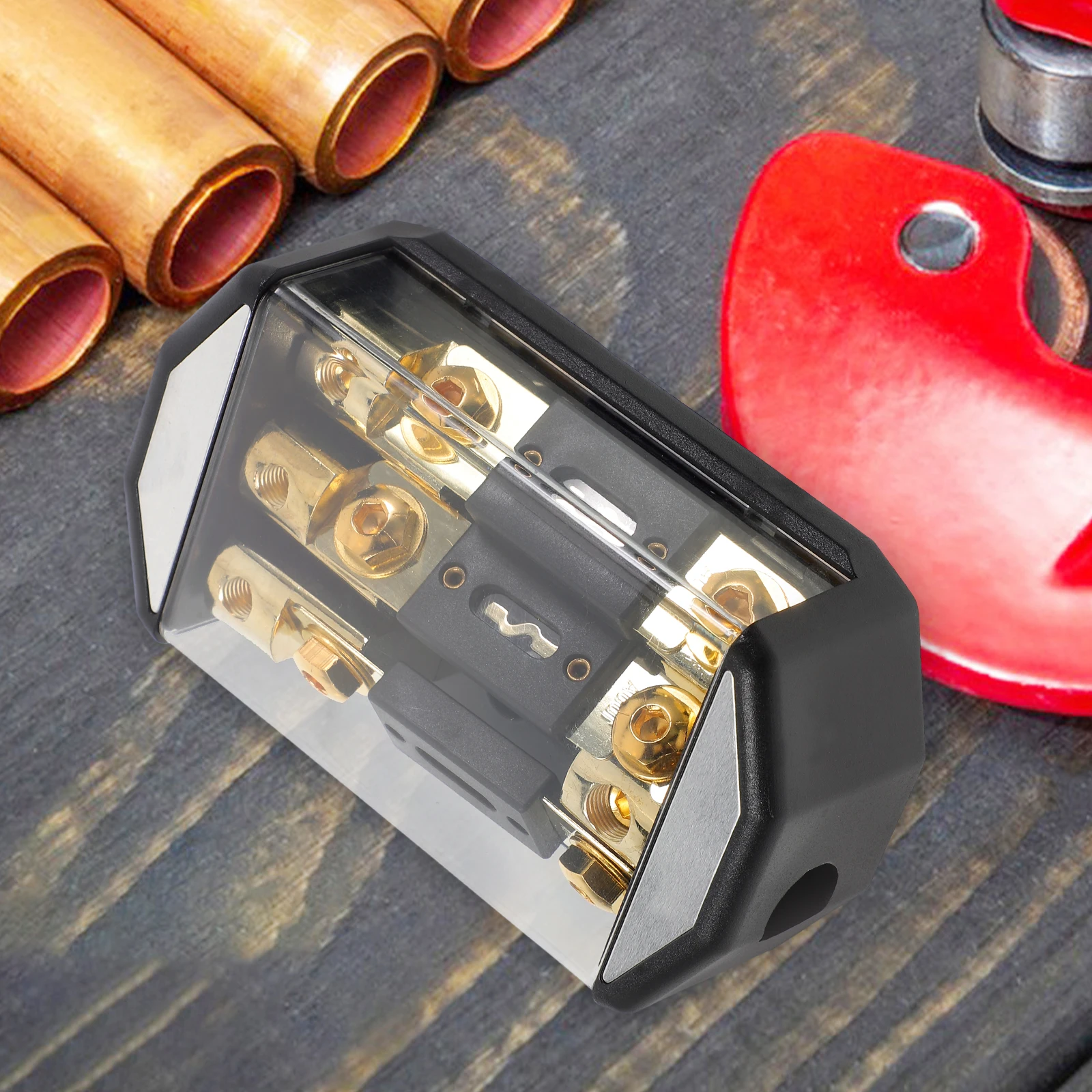 

Car Audio Fuse Box 1 Out 2 High Power Output Plastic Holder for Amplifier Auto Sound Upgrade Speaker Distribution Block