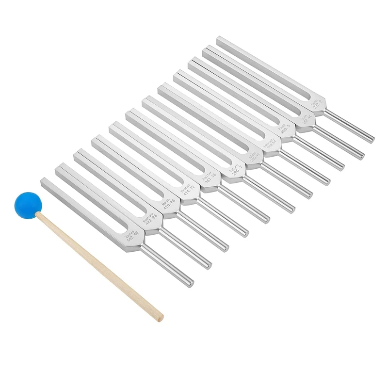 New Tuning Fork Set, 11 Tuning Forks For Healing, Sound Therapy, With Silicone Hammer Cleaning Cloth And Bag