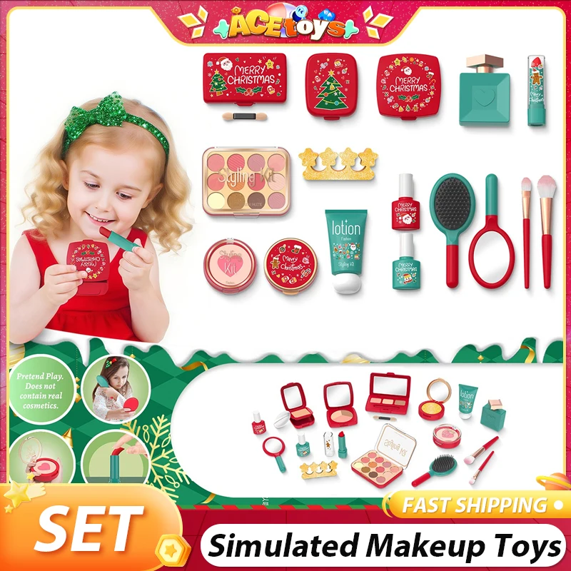 Jouets de maquillage simulés pour enfants, boîte à cadeaux de noël en édition limitée, jouets de jeu de maison, jeu de rôle, jouets de beauté pour filles, ensemble cadeaux