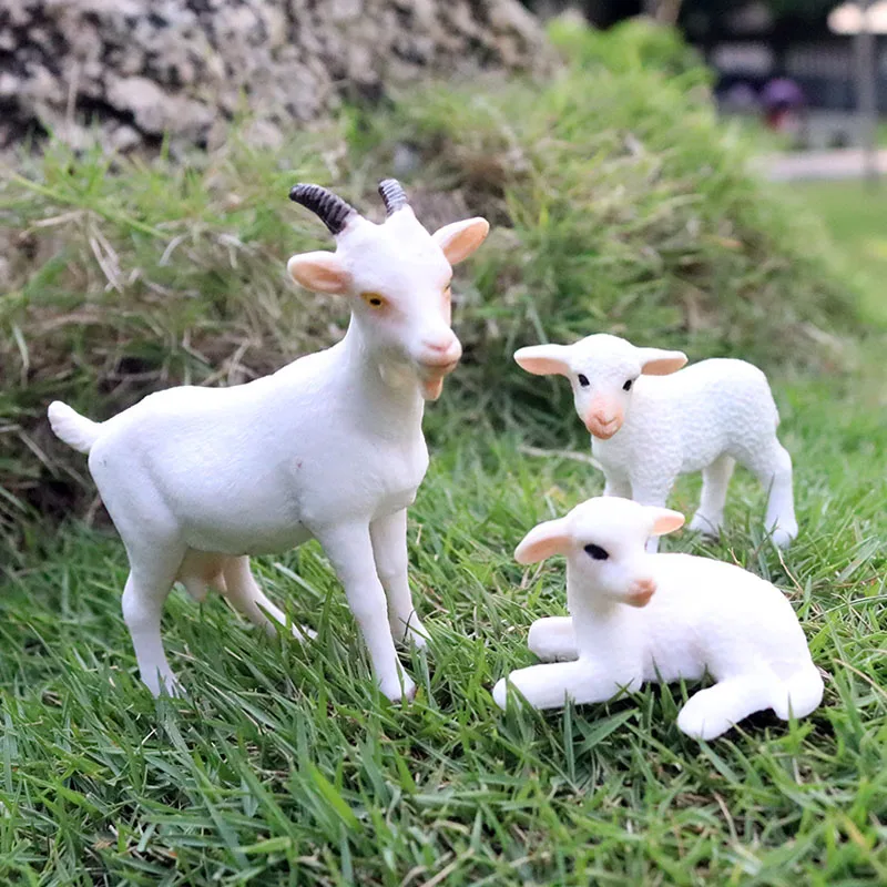 Oenux Farm Animals Simulation Alpaca Lamb Sheep Goat Model Action Figure Figurines PVC Miniature Educational Cute Toy For Kid