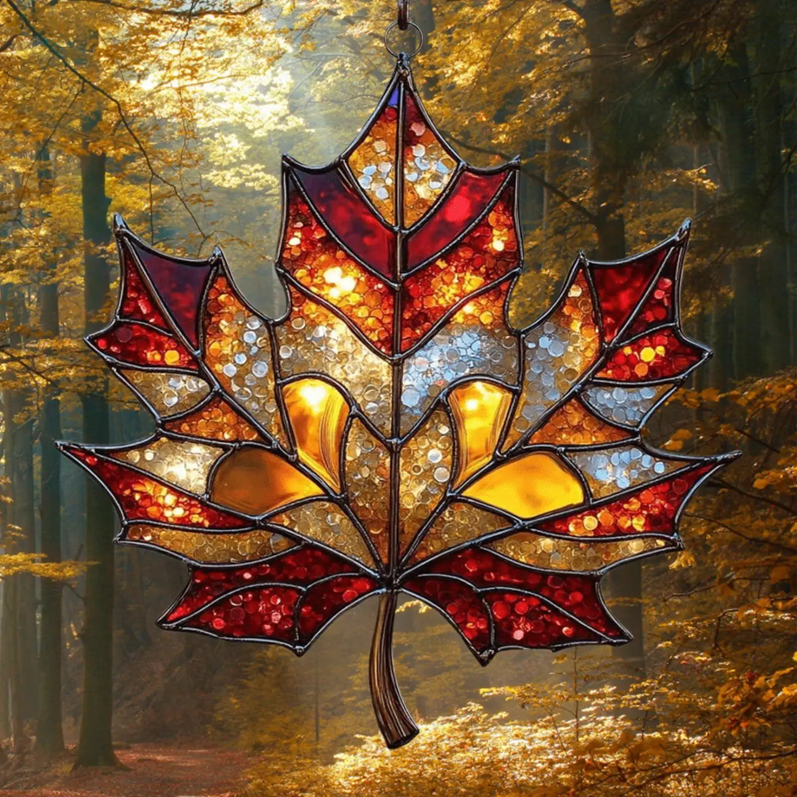Fall Maple Leaves Acrylic Pendant Sun Catcher 2D Light Catcher For Window Aesthetic Wall Crafts Pendant Thanksgiving Decoration