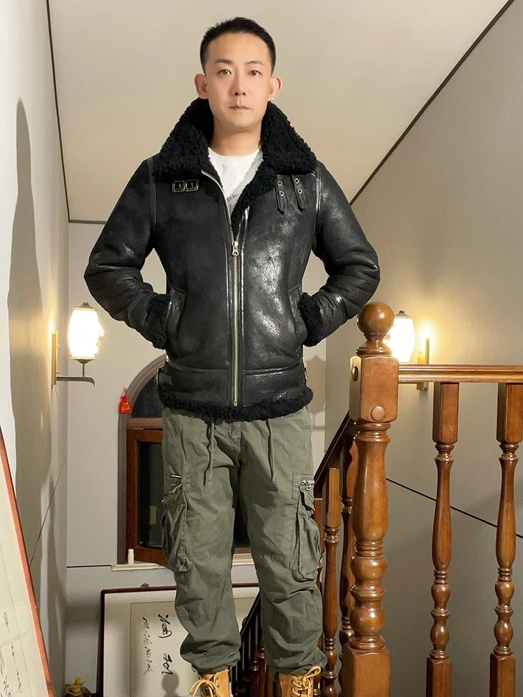 

Mens Black Shearling Jacket Thicken Winter Sheepskin Coat Hunting Leather Jacket 0 sold 100K+ similar items sold