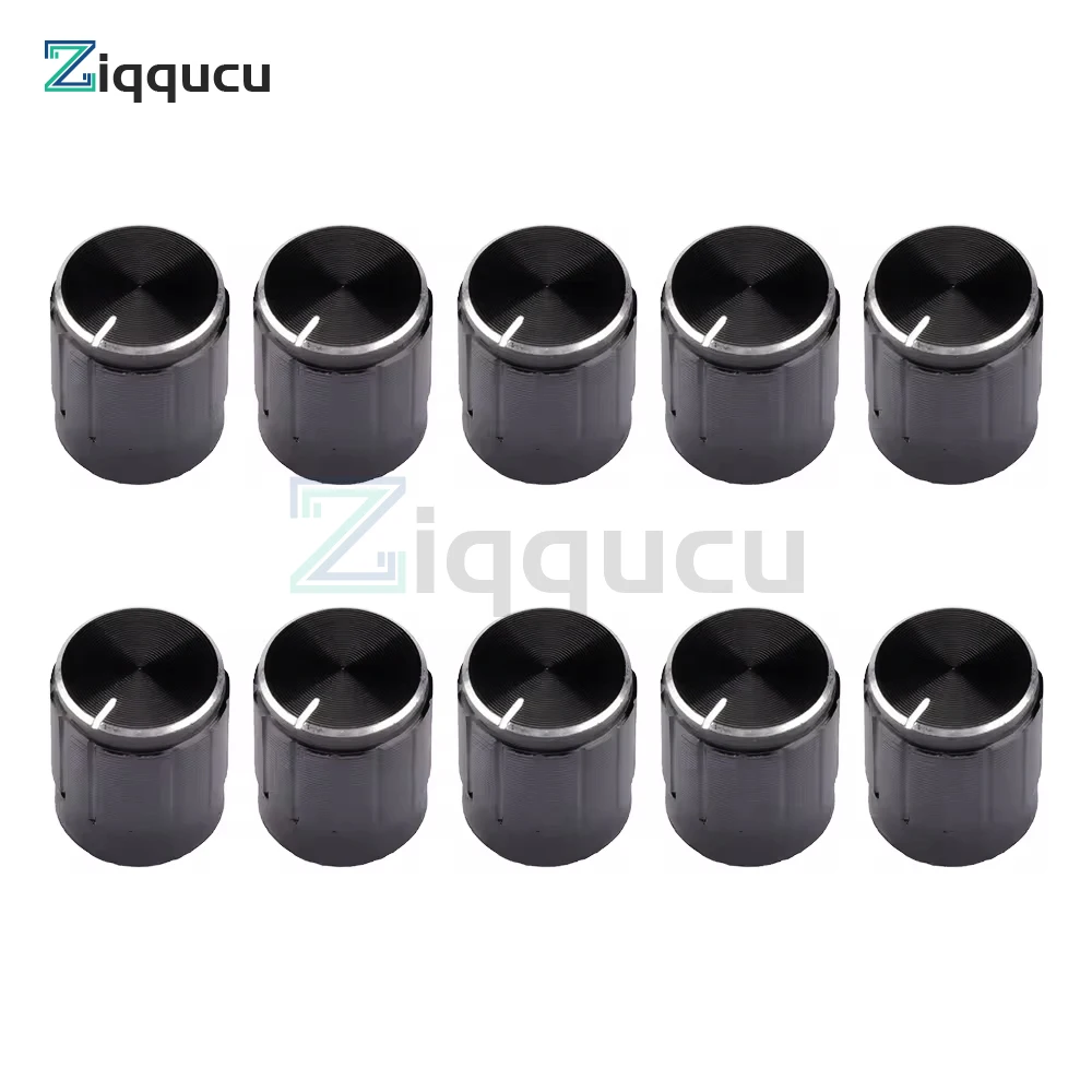 5PCS 10PCS Potentiometer Cap 15*16.5mm Black Bright Edge Half Shaft Hole D-Shaped Aluminum Alloy Knob