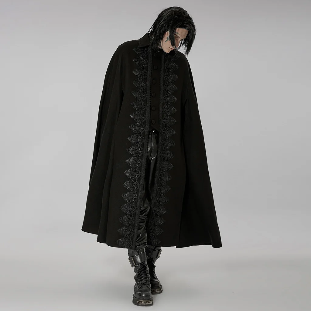 

PUNKRAVE Men's Cape Goth Gorgeous Long Cloak Simple Style Handsome Stage Performance Halloween Cape