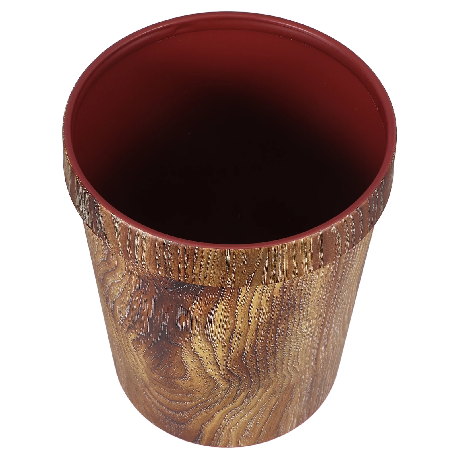 

Wood Grain Trash Can 10L Small Retro Round Waste Bin Bathroom Kitchen Bedroom Office Large Opening Garbage Container Home