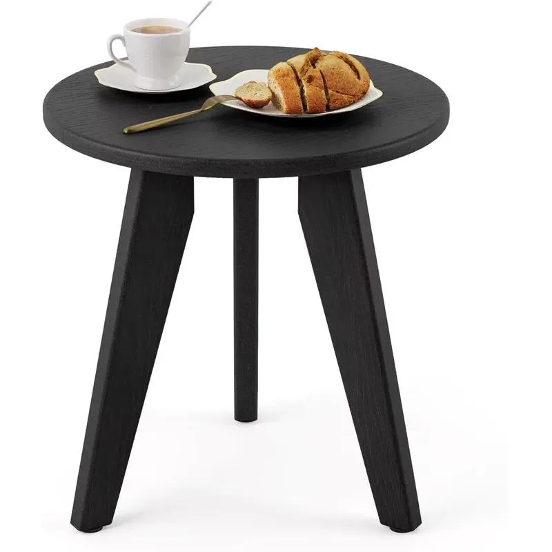 Modern Small Round Wooden Side Table Minimalist Style Outdoor Indoor Furniture for Living Room Bedroom Balcony
