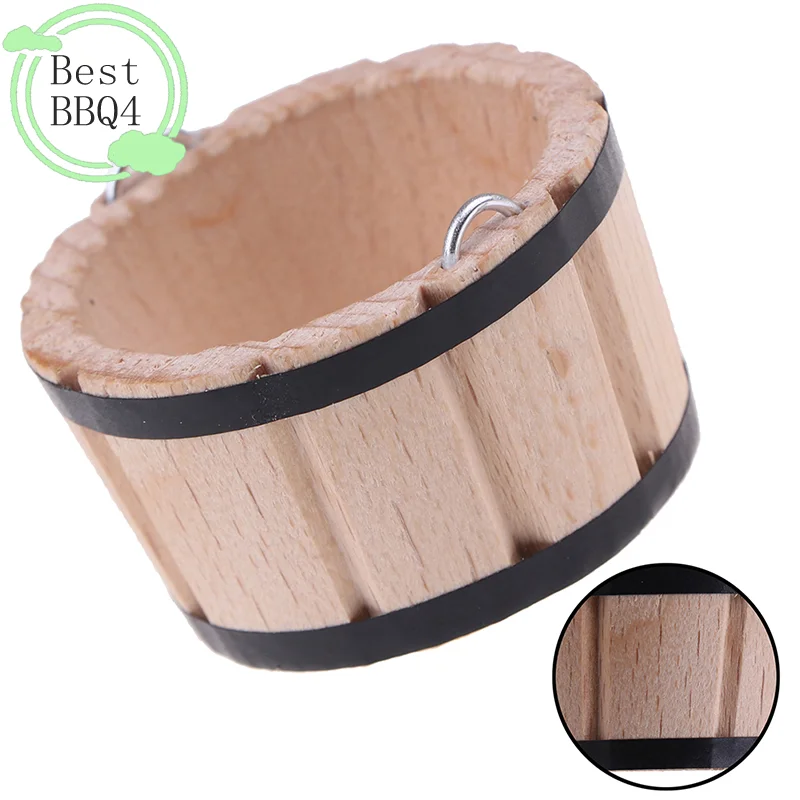 

(BBQ4)1:12 Dollhouse Miniatures Wooden Basin Wooden Barrel Furniture Accessories