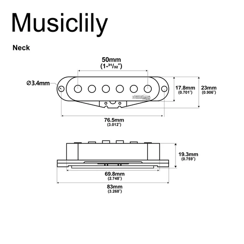 Imagen 2 del producto Wilkinson M Series LOW GAUSS Pastilla de puente medio de cuello de pastilla de bobina única de cerámica de tono vintage para guitarra estilo ST