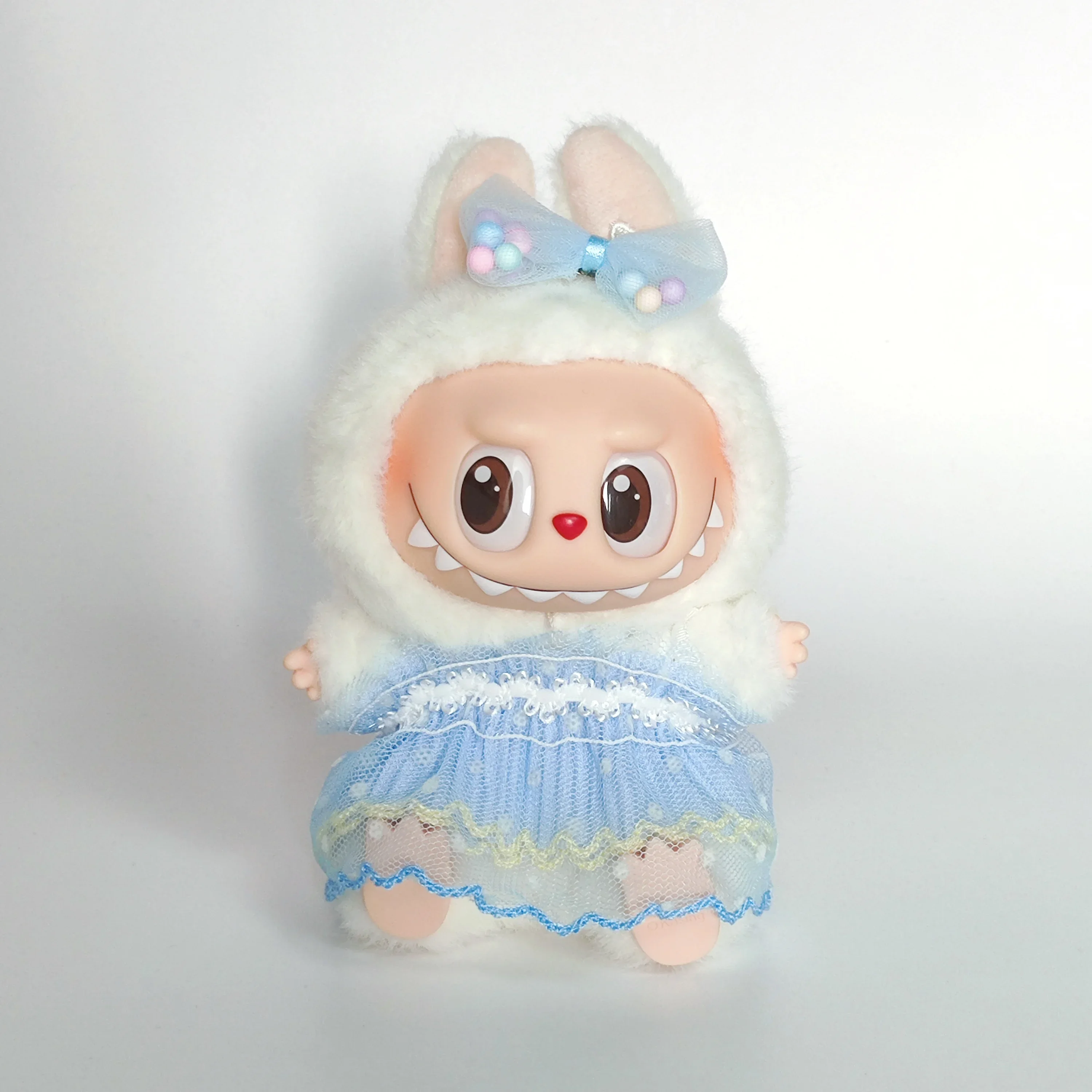 Kleding voor Labubu Mini Pluche Poppenkleding Bud Rok met Parel Haaraccessoire