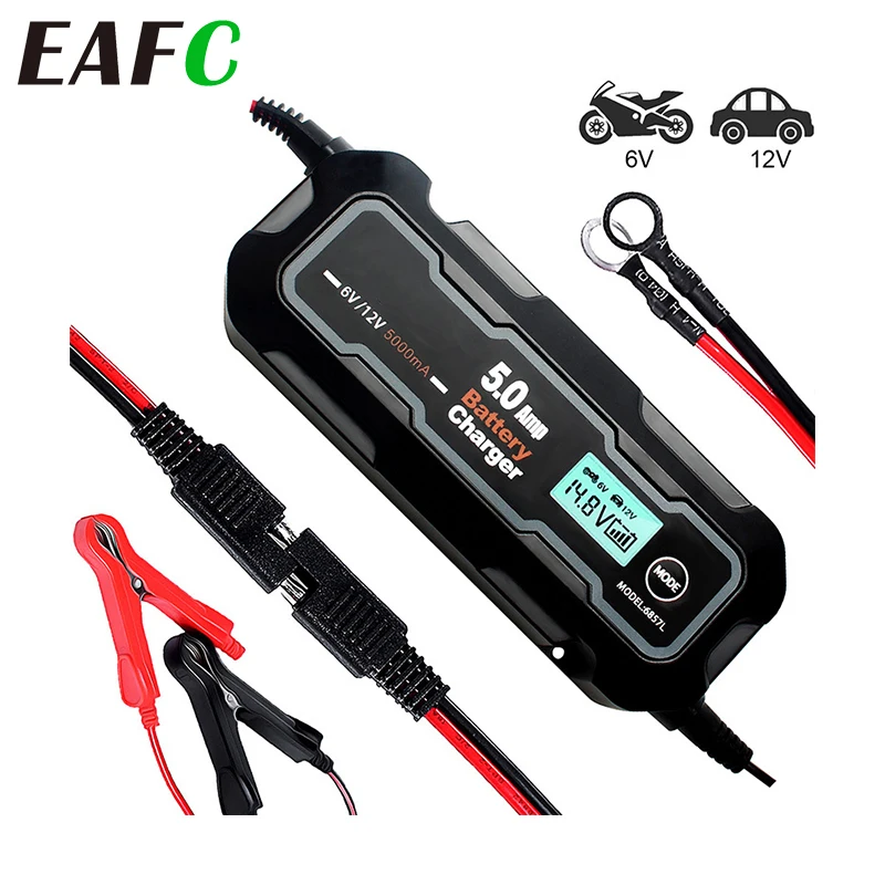 Multi-Protection 5000mA Car Battery Charger 6V/12V Full Automatic Intelligent Car Motorcycle Battery-Charger for Automobiles