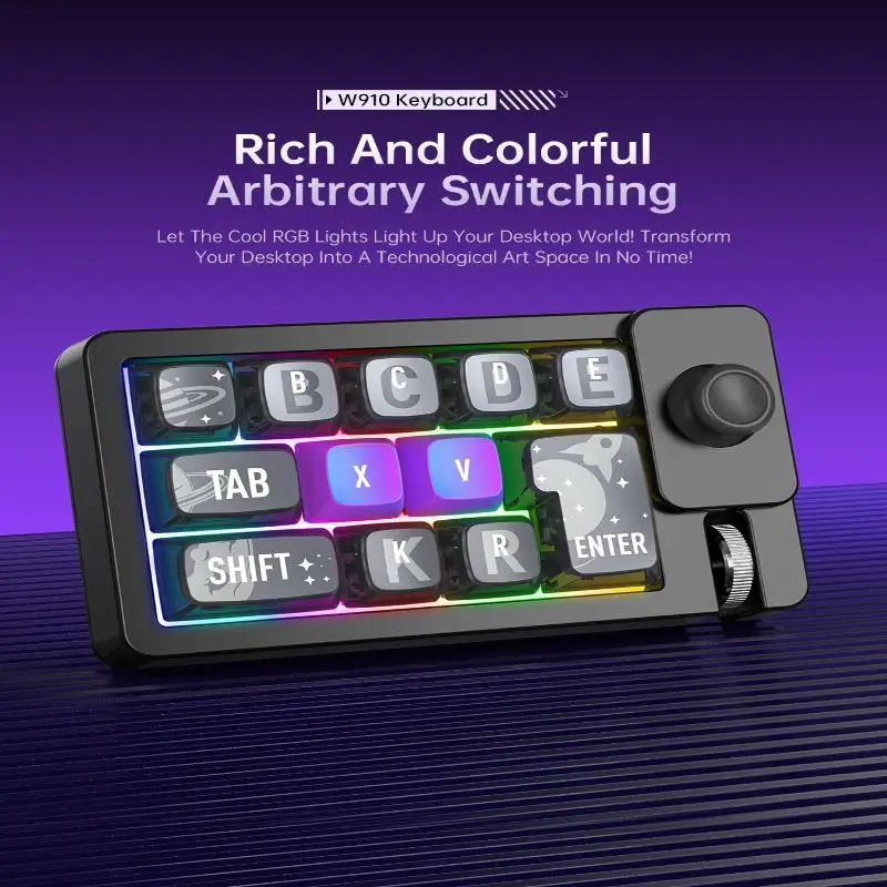 12Keys 3Modes Wired Wireles 2.4G BT Custom Macro Programmable Fully Hot Swappable Mechanical Game Keyboard RGB Light For Win