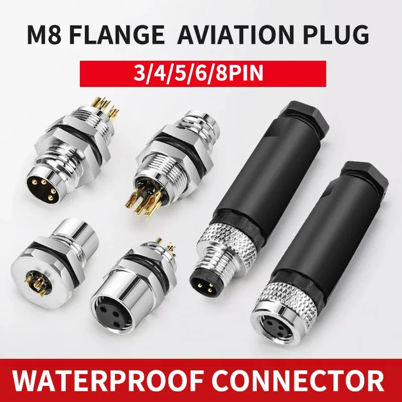 

M8 waterproof connector - 3P4P male female M8 waterproof aviation plug socket sensor cable connector