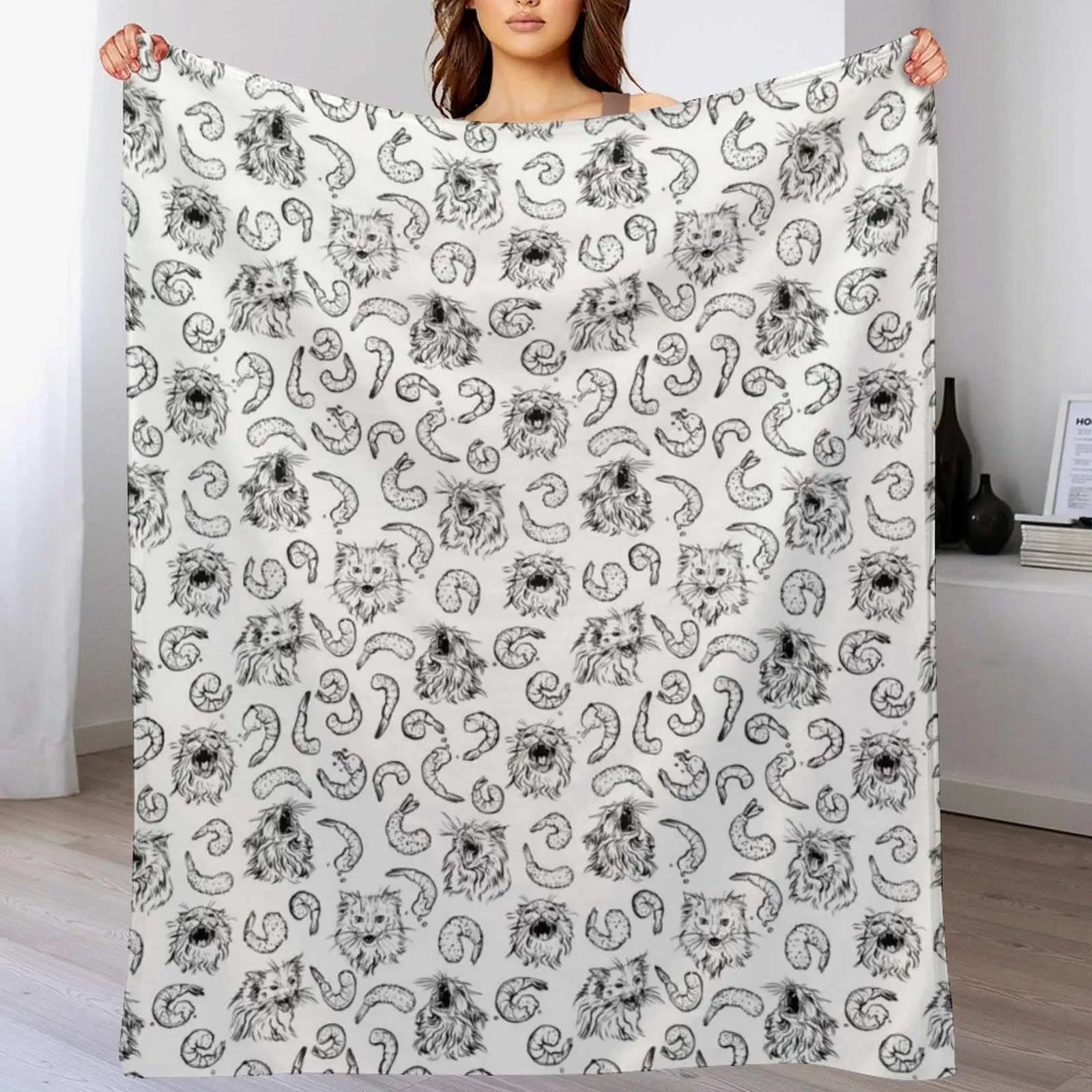 

Shrimpy Dreamz, Thurston the Cat Pattern Throw Blanket All Season Soft Lightweight Blanket for Home