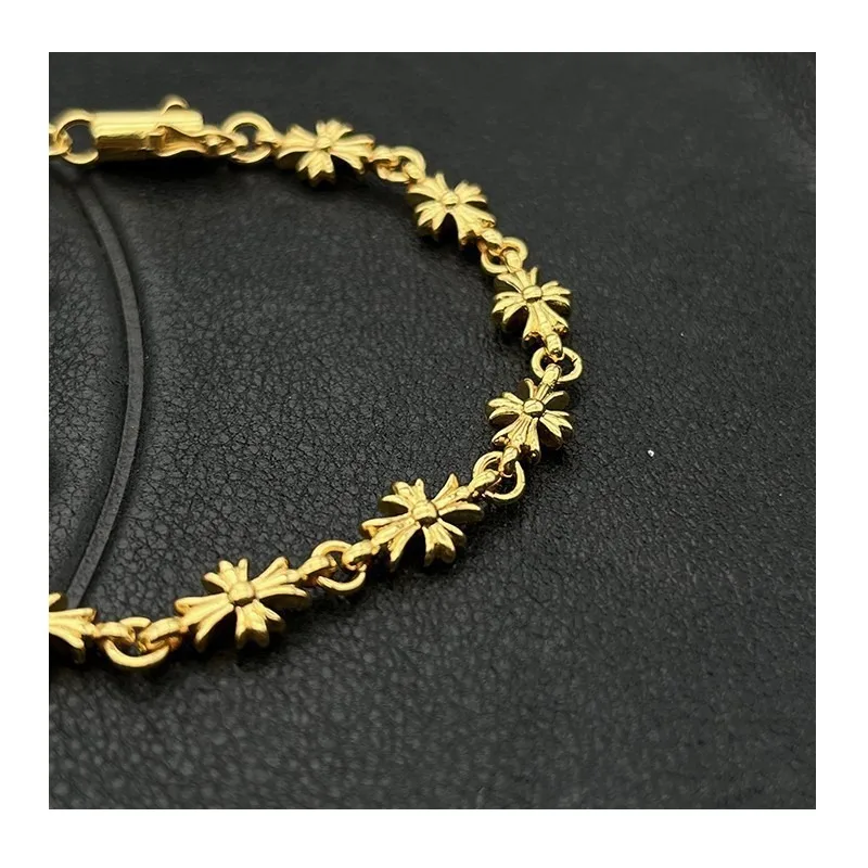 

Trendy Jewelry Bracelet, Thin Cross Flower Without Diamonds, Men's and Women's Jewelry, Thai Silver-plated Buckle.