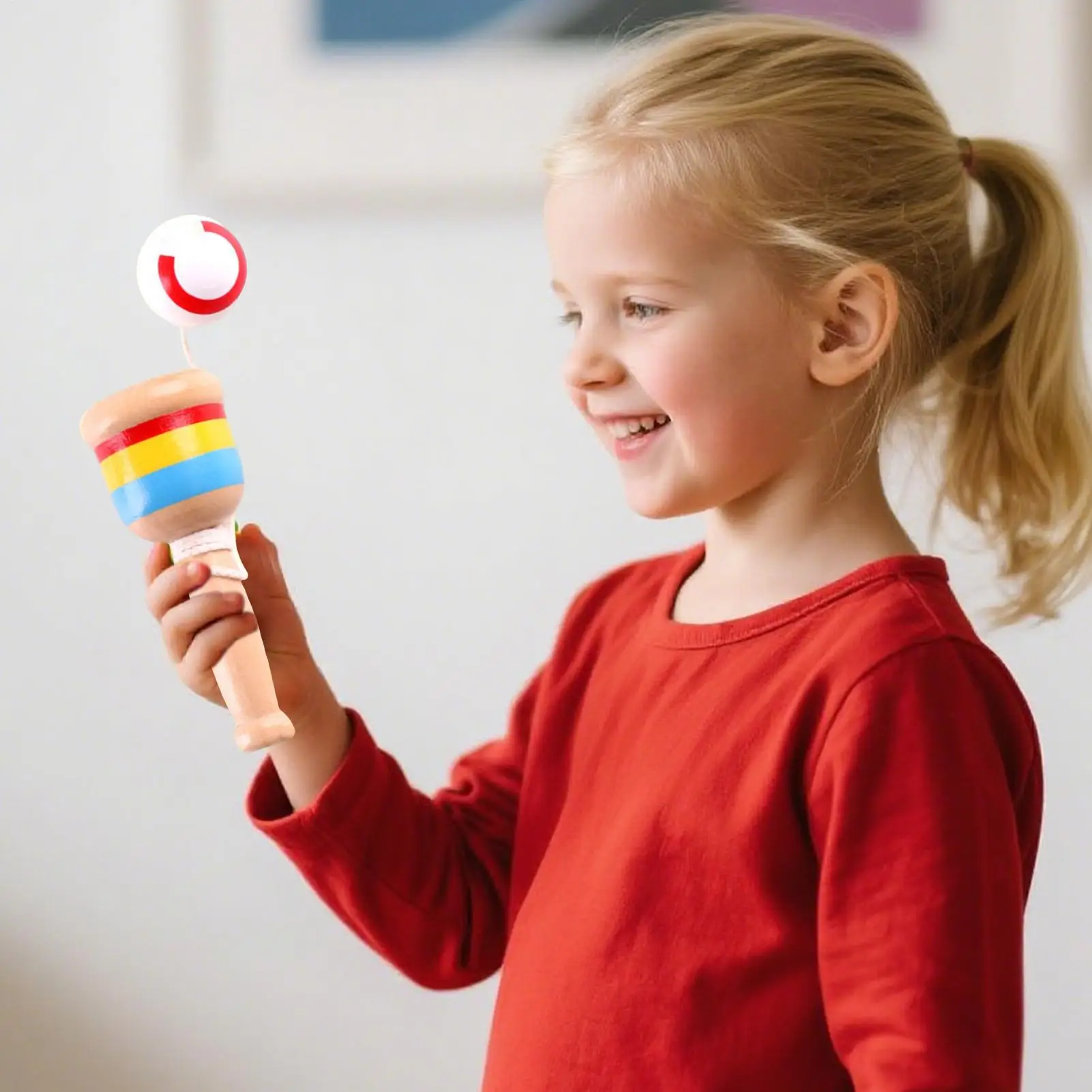 Houten werp- en vangbal Voorschoolse leeractiviteiten Draagbaar hand-oogcoördinatietrainingsspeelgoed voor jongens Meisjes Paasgeschenken