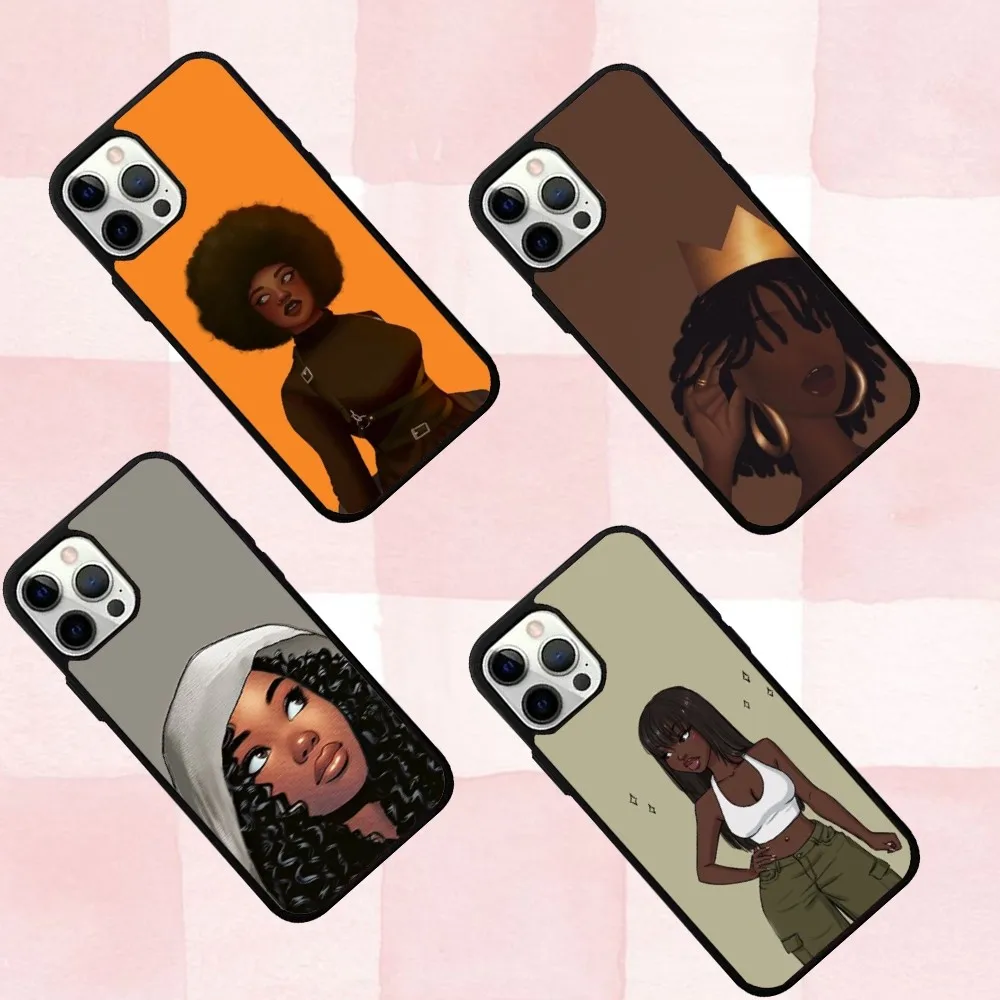 

Cartoon Afro Black Girl Phone Case For IPhone 16,se4,15,Pro,Max,Case 14,Plus,13,12,11 Magesafe Magnetic Wireless Charge Cover